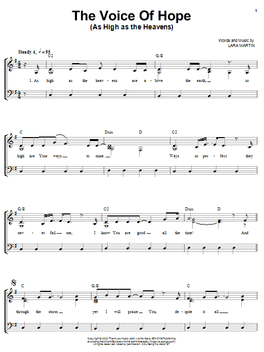 Lara Martin As High As The Heavens Sheet Music Notes & Chords for Piano, Vocal & Guitar (Right-Hand Melody) - Download or Print PDF Lara Martin As High As The Heavens Sheet Music Notes & Chords for Piano, Vocal & Guitar (Right-Hand Melody) - Download or Print PDF
