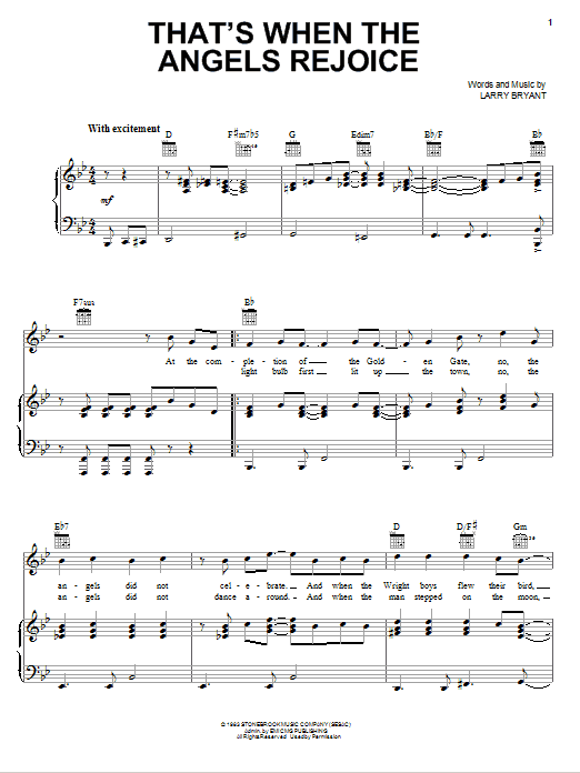 Larry Bryant That's When The Angels Rejoice Sheet Music Notes & Chords for Piano, Vocal & Guitar (Right-Hand Melody) - Download or Print PDF