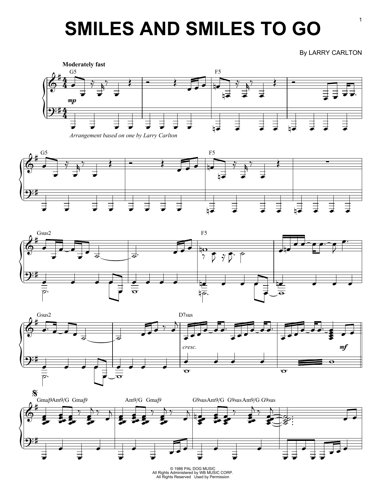 Larry Carlton Smiles And Smiles To Go Sheet Music Notes & Chords for Guitar Tab (Single Guitar) - Download or Print PDF