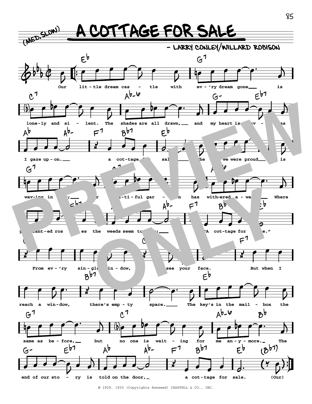 Larry Conley A Cottage For Sale (arr. Robert Rawlins) Sheet Music Notes & Chords for Real Book – Melody, Lyrics & Chords - Download or Print PDF