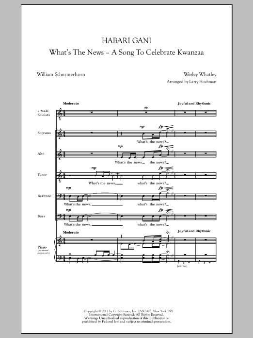 Larry Hochman Habari Gani (What's The News) Sheet Music Notes & Chords for SATB - Download or Print PDF