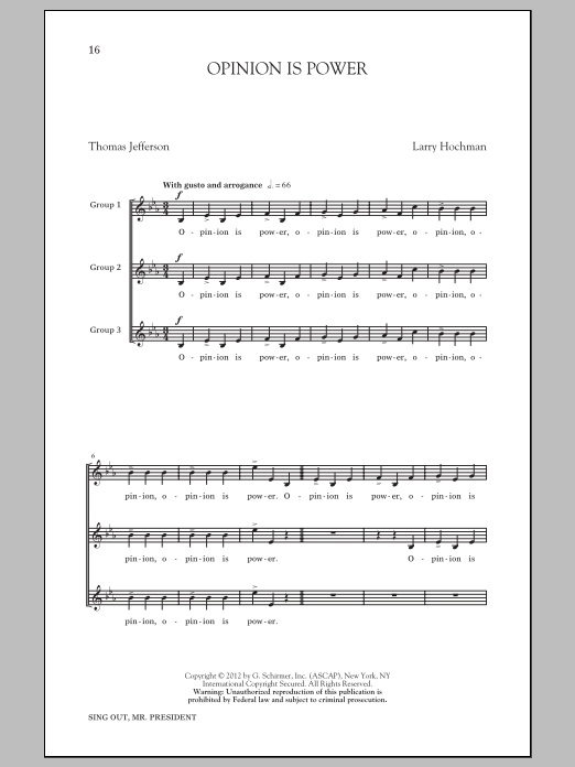 Larry Hochman Opinion Is Power Sheet Music Notes & Chords for Choral - Download or Print PDF