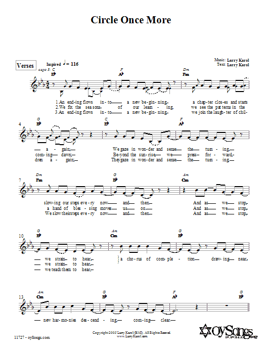 Larry Karol Circle Once More Sheet Music Notes & Chords for Melody Line, Lyrics & Chords - Download or Print PDF