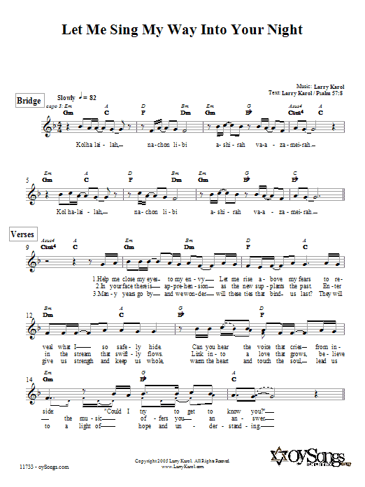 Larry Karol Let Me Sing My Way Into Your Night Sheet Music Notes & Chords for Melody Line, Lyrics & Chords - Download or Print PDF