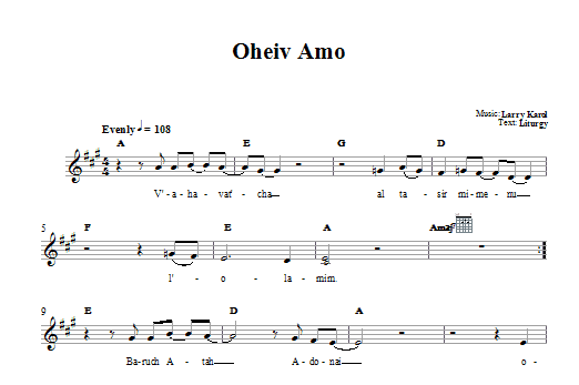 Larry Karol Oheiv Amo Sheet Music Notes & Chords for Melody Line, Lyrics & Chords - Download or Print PDF