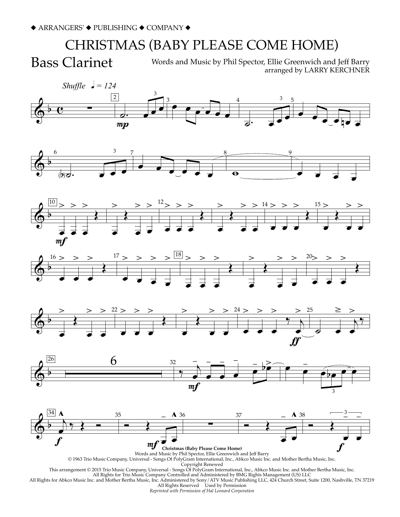 Larry Kerchner Christmas (Baby Please Come Home) - Bb Bass Clarinet Sheet Music Notes & Chords for Concert Band - Download or Print PDF