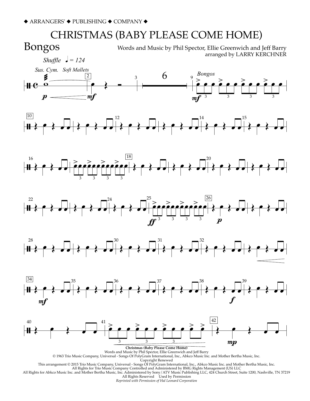Larry Kerchner Christmas (Baby Please Come Home) - Bongos Sheet Music Notes & Chords for Concert Band - Download or Print PDF