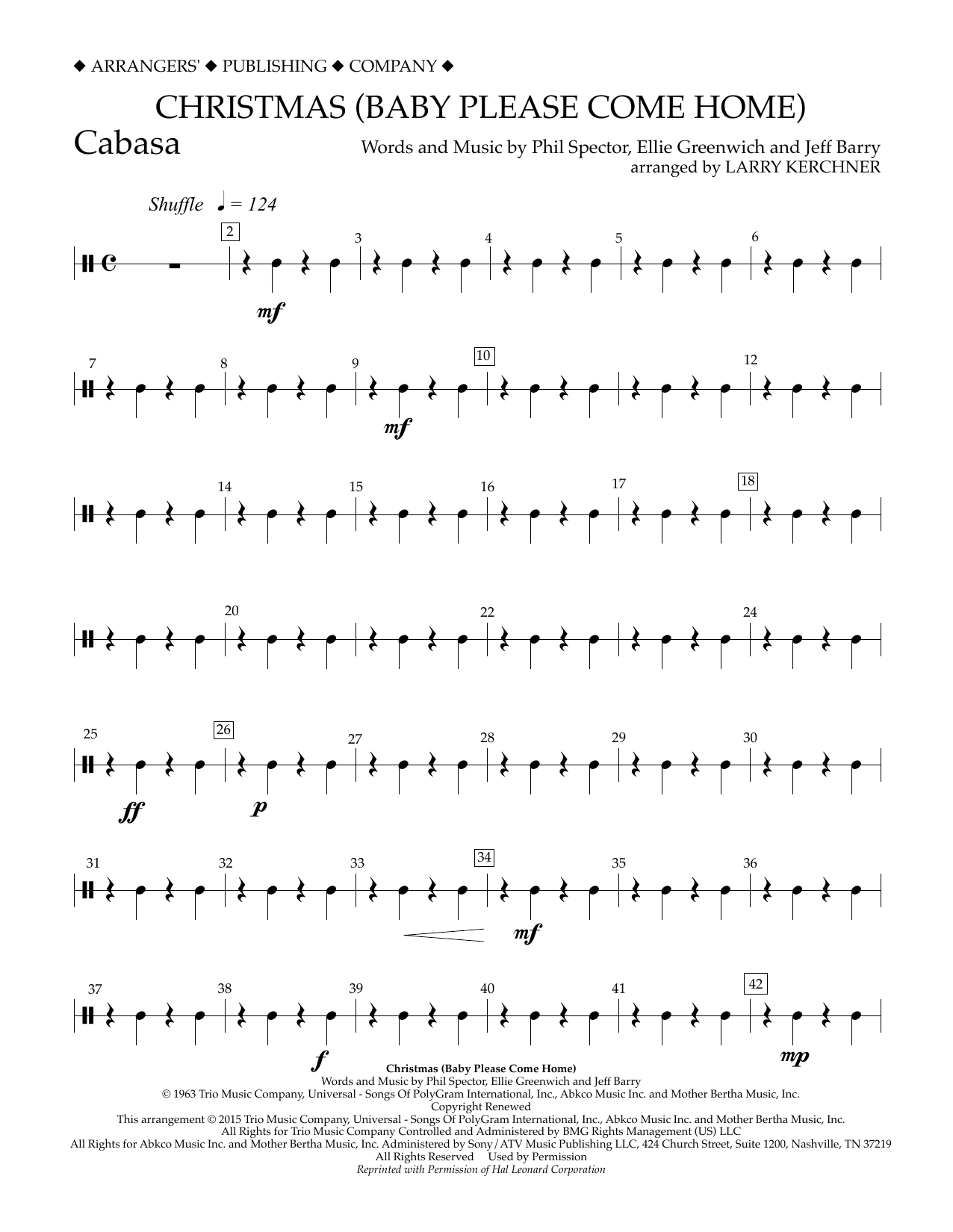 Larry Kerchner Christmas (Baby Please Come Home) - Cabasa Sheet Music Notes & Chords for Concert Band - Download or Print PDF