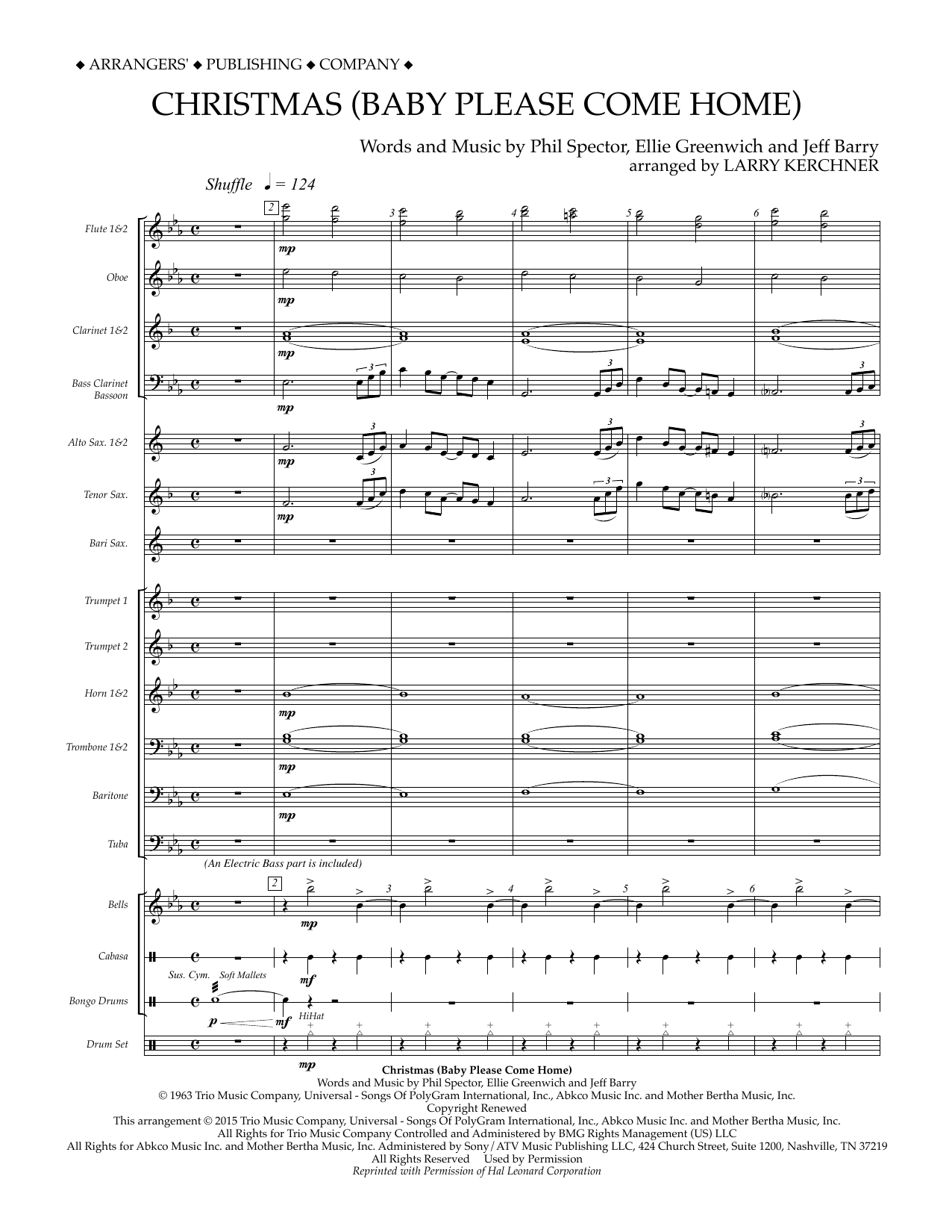 Larry Kerchner Christmas (Baby Please Come Home) - Conductor Score (Full Score) Sheet Music Notes & Chords for Concert Band - Download or Print PDF