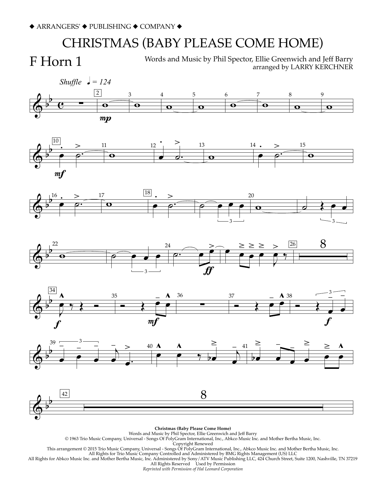 Larry Kerchner Christmas (Baby Please Come Home) - F Horn 1 Sheet Music Notes & Chords for Concert Band - Download or Print PDF