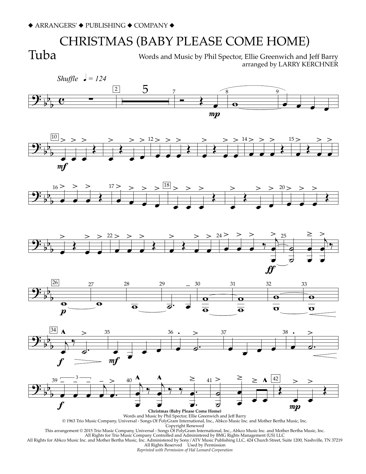 Larry Kerchner Christmas (Baby Please Come Home) - Tuba Sheet Music Notes & Chords for Concert Band - Download or Print PDF