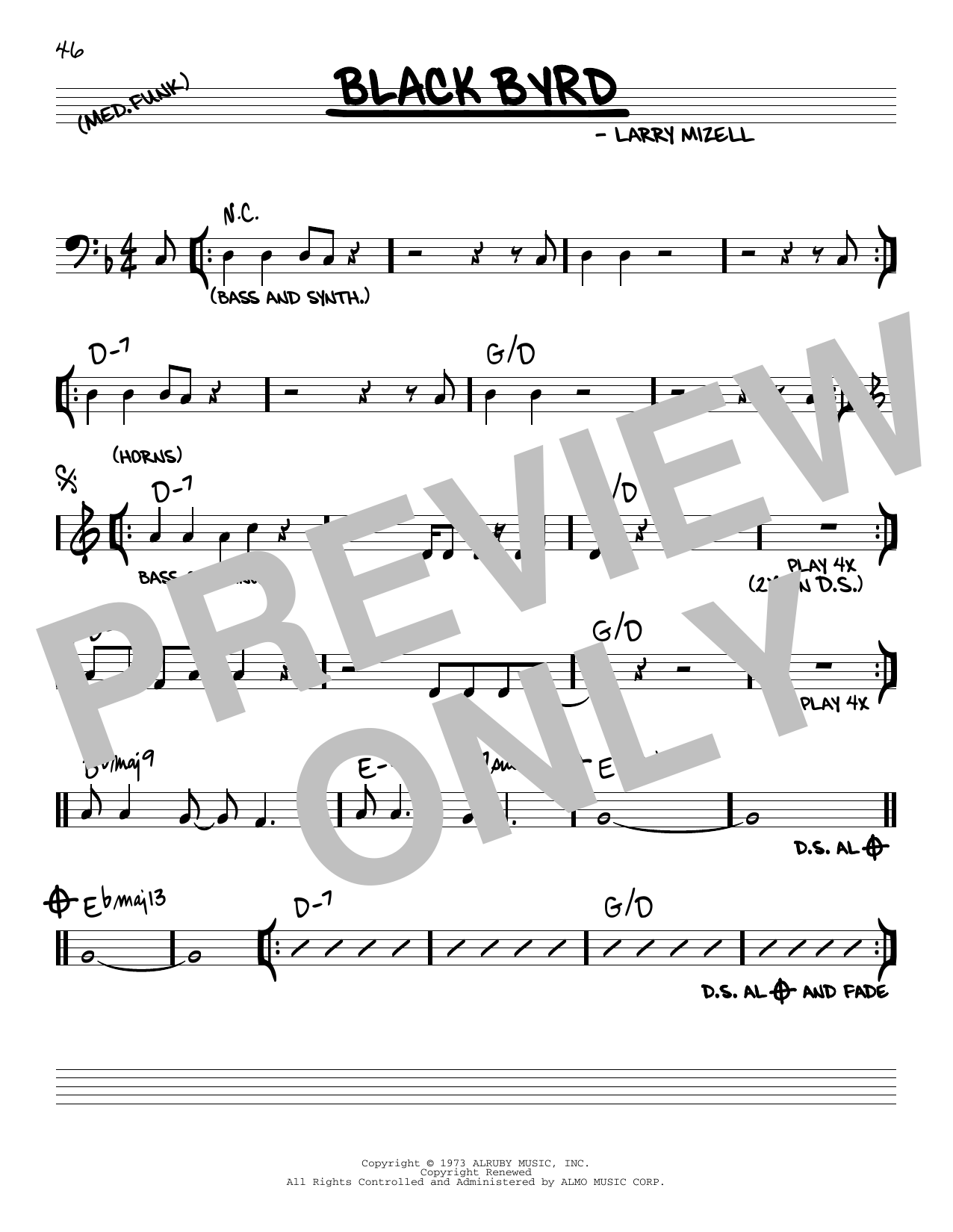 Larry Mizell Black Byrd Sheet Music Notes & Chords for Real Book – Melody & Chords - Download or Print PDF