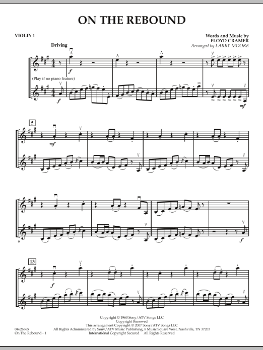 Larry Moore On the Rebound - Violin 1 Sheet Music Notes & Chords for Orchestra - Download or Print PDF