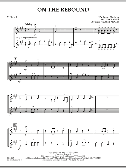 Larry Moore On the Rebound - Violin 2 Sheet Music Notes & Chords for Orchestra - Download or Print PDF