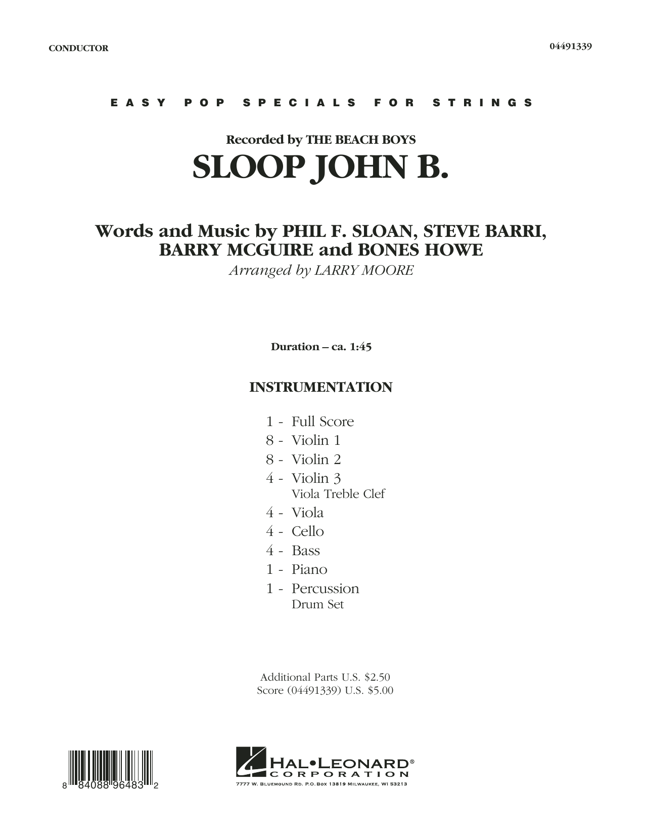 Larry Moore Sloop John B - Conductor Score (Full Score) Sheet Music Notes & Chords for Orchestra - Download or Print PDF