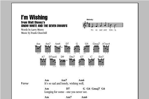 Larry Morey I'm Wishing sheet music notes and chords. Download Printable PDF.