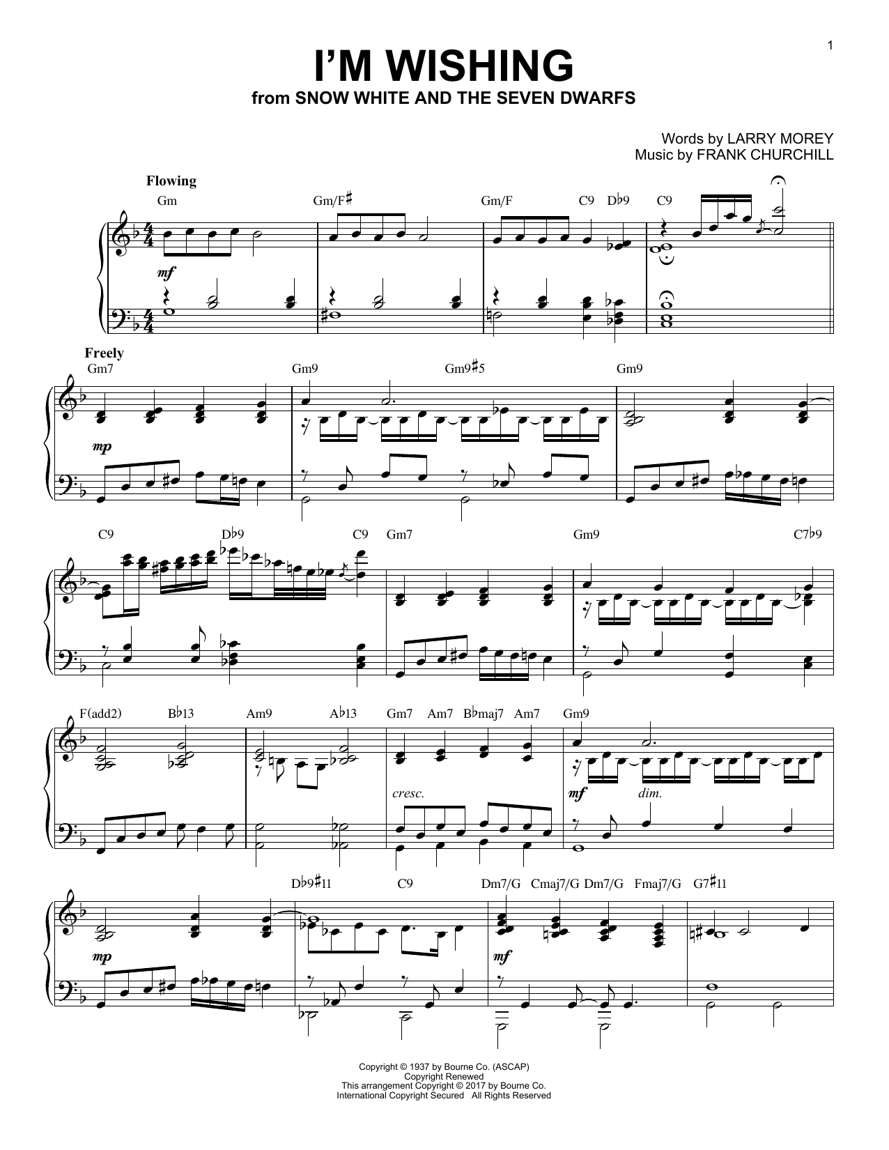 Larry Morey I'm Wishing [Jazz version] (from Disney's Snow White And The Seven Dwarfs) Sheet Music Notes & Chords for Piano - Download or Print PDF