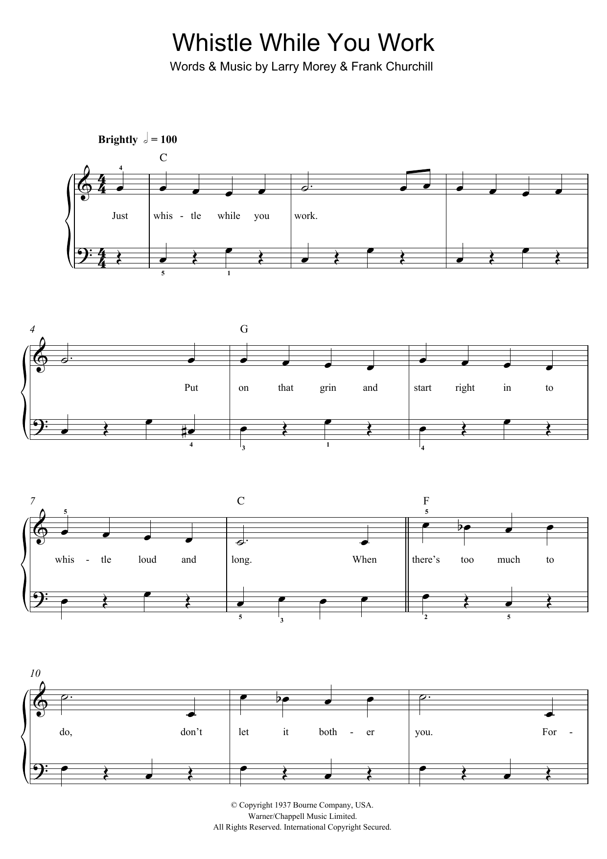 Frank Churchill Whistle While You Work sheet music notes and chords. Download Printable PDF.