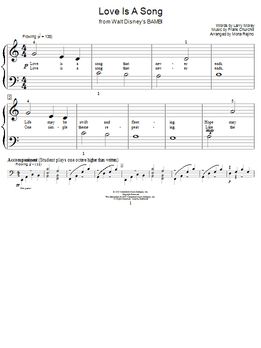 Larry Morey Love Is A Song Sheet Music Notes & Chords for Melody Line, Lyrics & Chords - Download or Print PDF