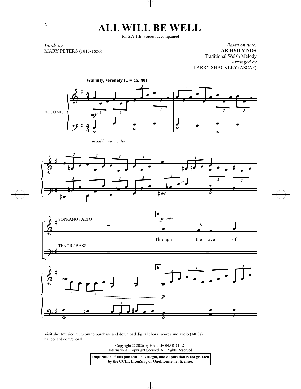 Larry Shackley All Will Be Well Sheet Music Notes & Chords for SATB Choir - Download or Print PDF