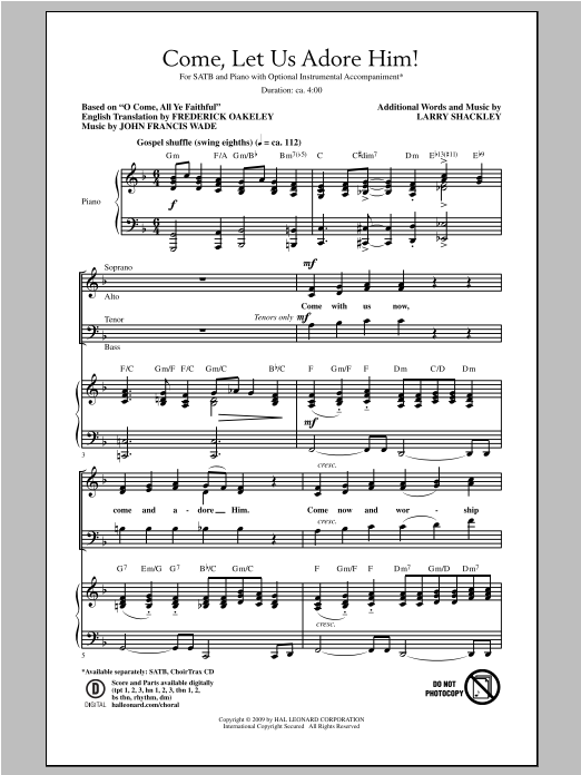 Traditional Come, Let Us Adore Him! (arr. Larry Shackley) Sheet Music Notes & Chords for SATB - Download or Print PDF