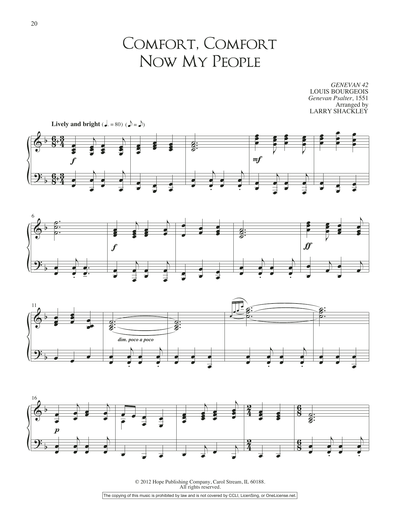Larry Shackley Comfort, Comfort Now My People Sheet Music Notes & Chords for Piano Solo - Download or Print PDF