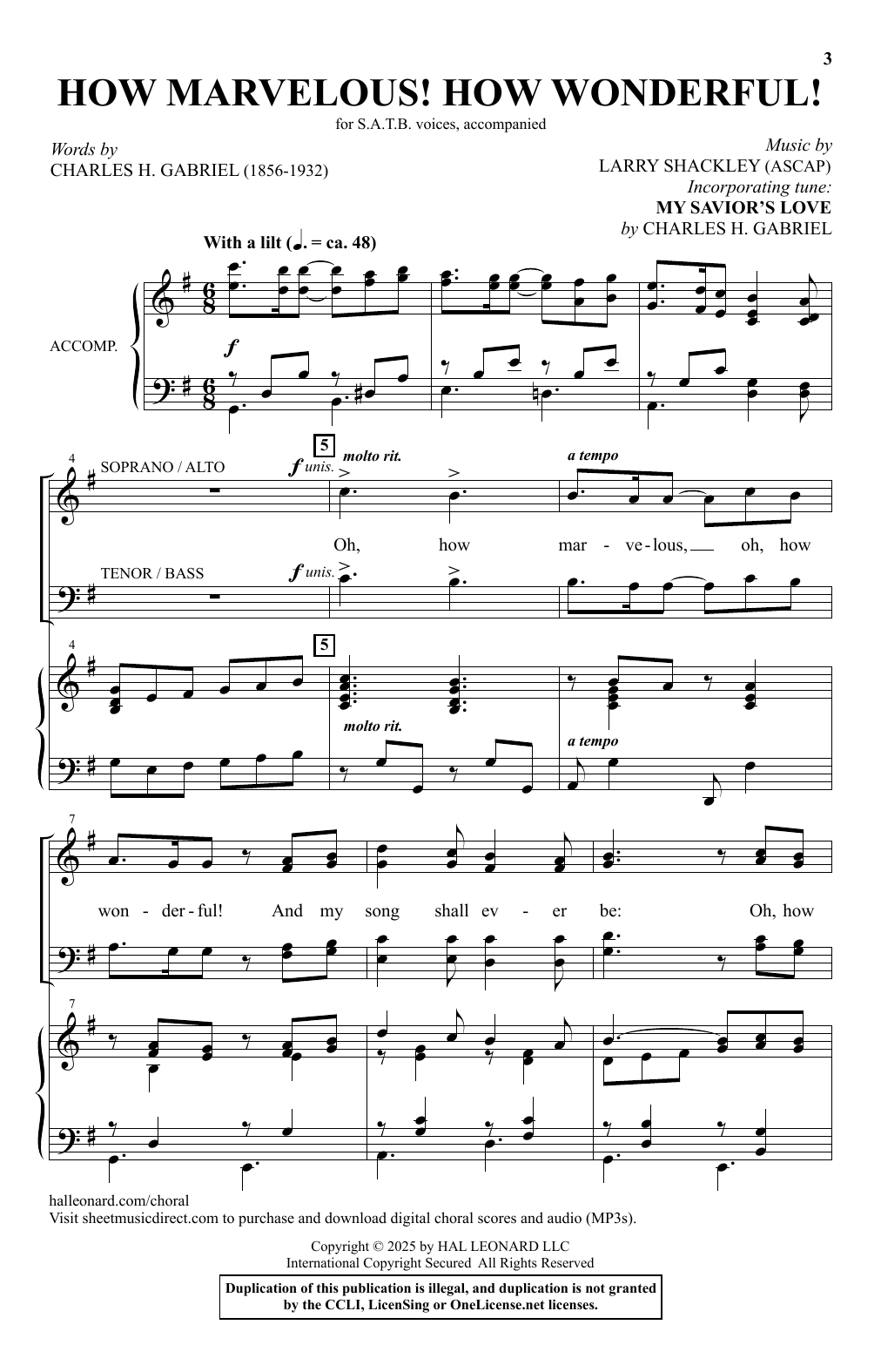 Larry Shackley How Marvelous! How Wonderful! Sheet Music Notes & Chords for SATB Choir - Download or Print PDF