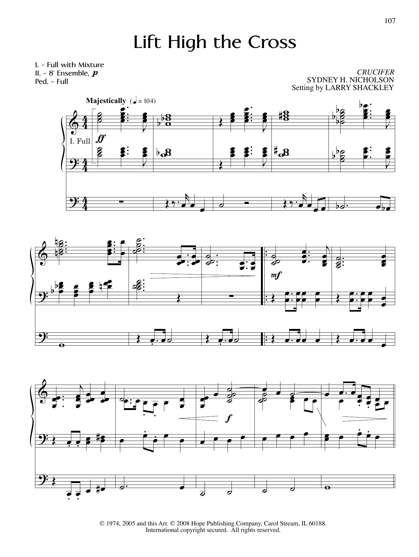 Larry Shackley Lift High the Cross Sheet Music Notes & Chords for Organ - Download or Print PDF