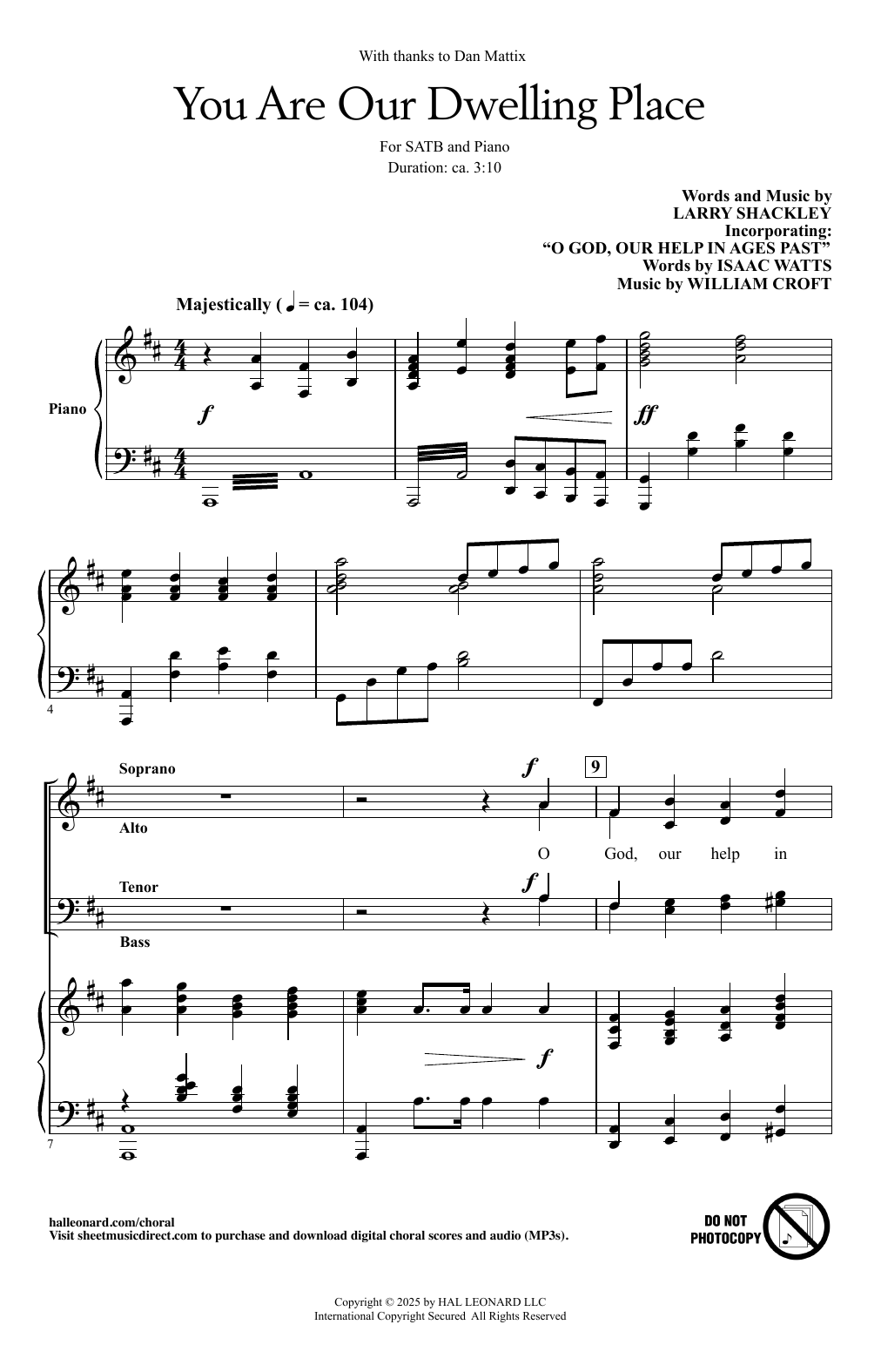 Larry Shackley You Are Our Dwelling Place Sheet Music Notes & Chords for SATB Choir - Download or Print PDF