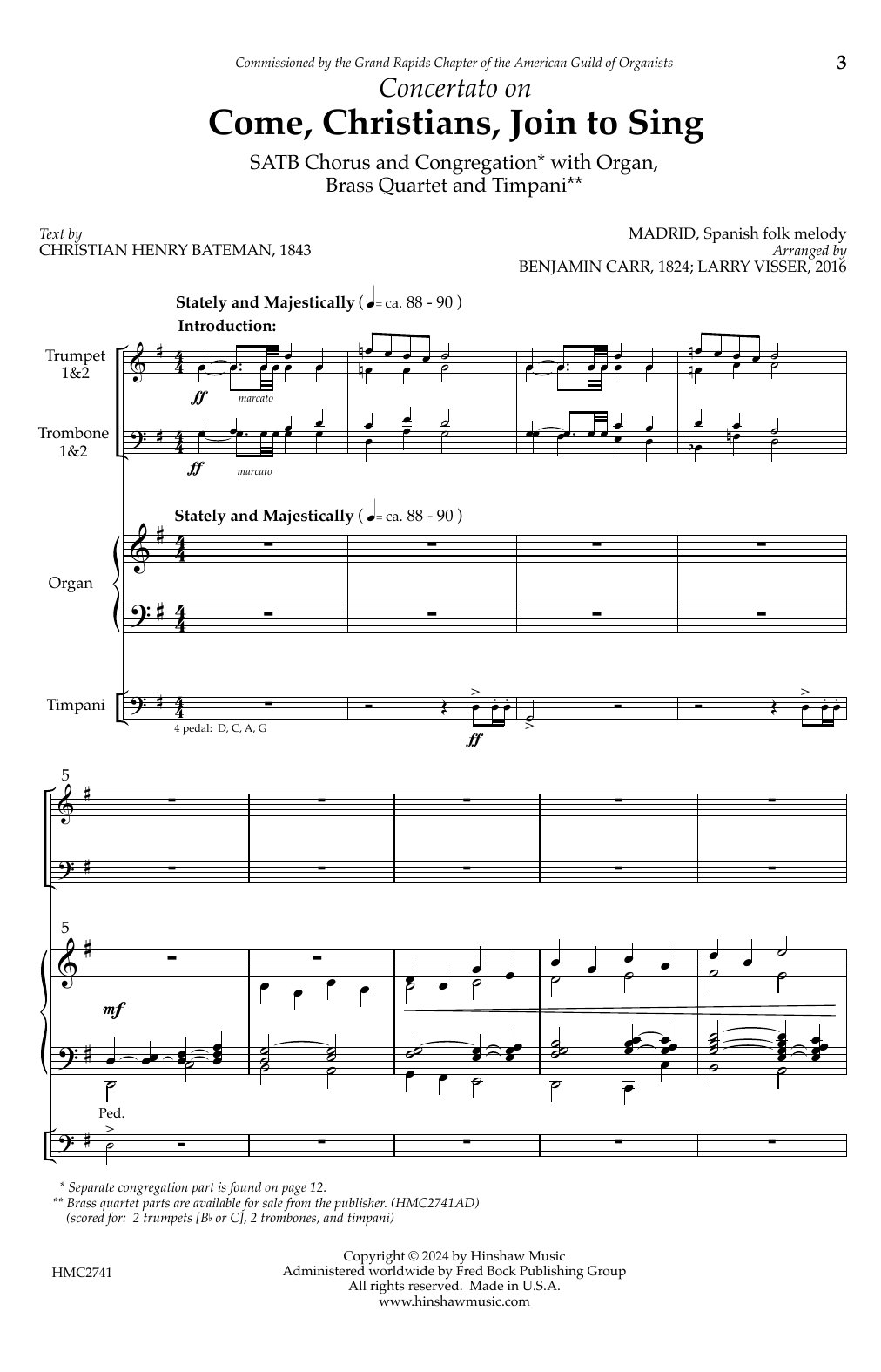 Larry Visser Concertato on Come, Christians, Join to Sing Sheet Music Notes & Chords for SATB Choir - Download or Print PDF