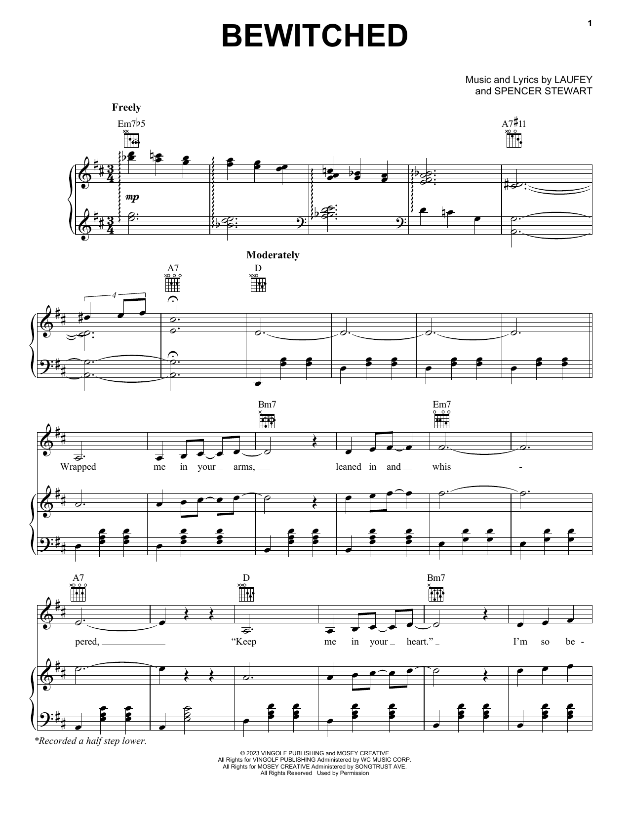 Laufey Bewitched Sheet Music Notes & Chords for Piano, Vocal & Guitar Chords (Right-Hand Melody) - Download or Print PDF
