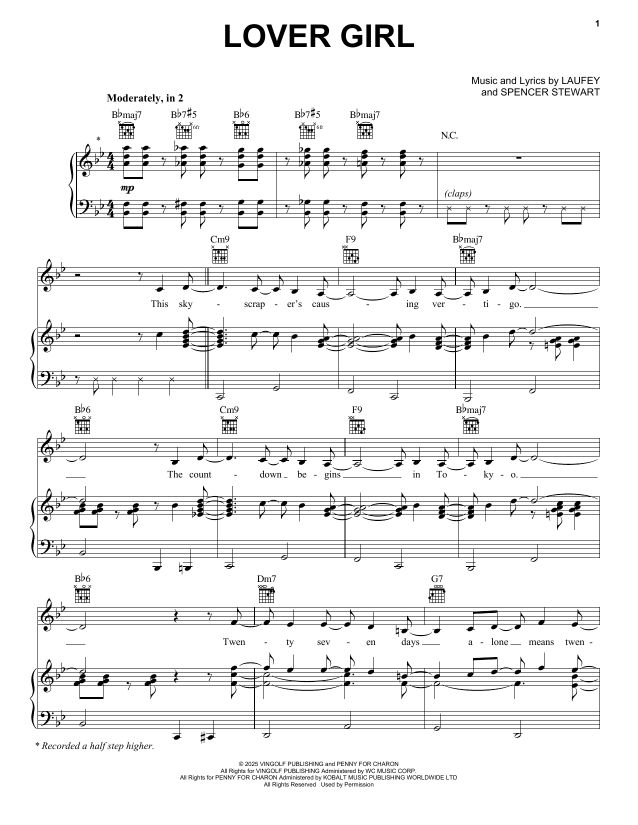 Laufey Lover Girl Sheet Music Notes & Chords for Piano, Vocal & Guitar Chords (Right-Hand Melody) - Download or Print PDF Laufey Lover Girl Sheet Music Notes & Chords for Piano, Vocal & Guitar Chords (Right-Hand Melody) - Download or Print PDF