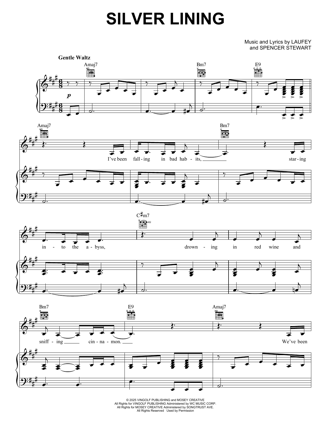 Laufey Silver Lining Sheet Music Notes & Chords for Piano, Vocal & Guitar Chords (Right-Hand Melody) - Download or Print PDF