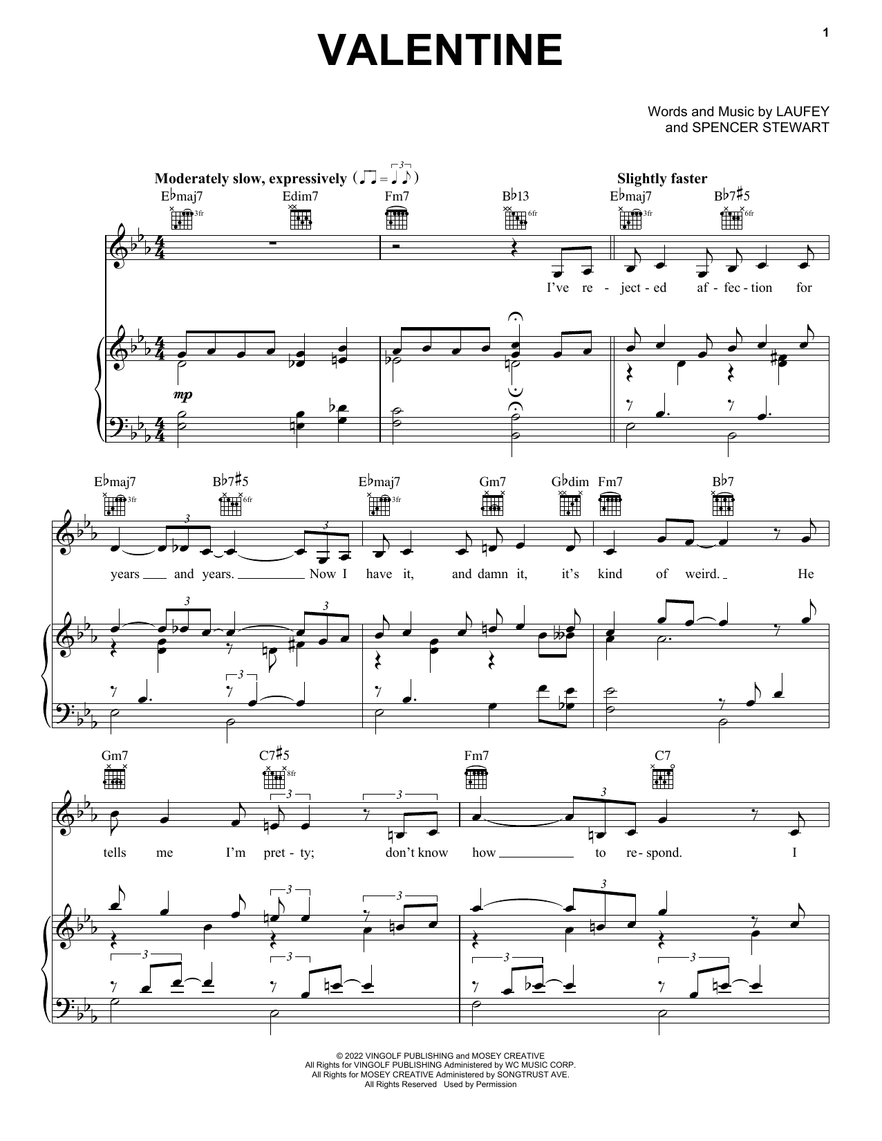 Laufey Valentine Sheet Music Notes & Chords for Piano, Vocal & Guitar Chords (Right-Hand Melody) - Download or Print PDF Laufey Valentine Sheet Music Notes & Chords for Piano, Vocal & Guitar Chords (Right-Hand Melody) - Download or Print PDF