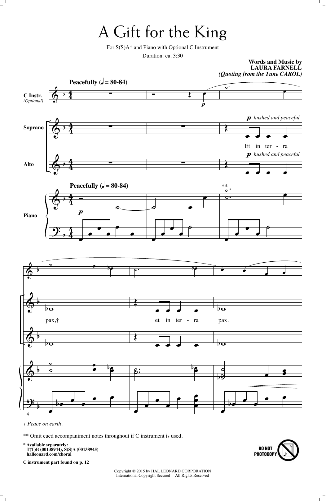 Laura Farnell A Gift For The King Sheet Music Notes & Chords for TB - Download or Print PDF