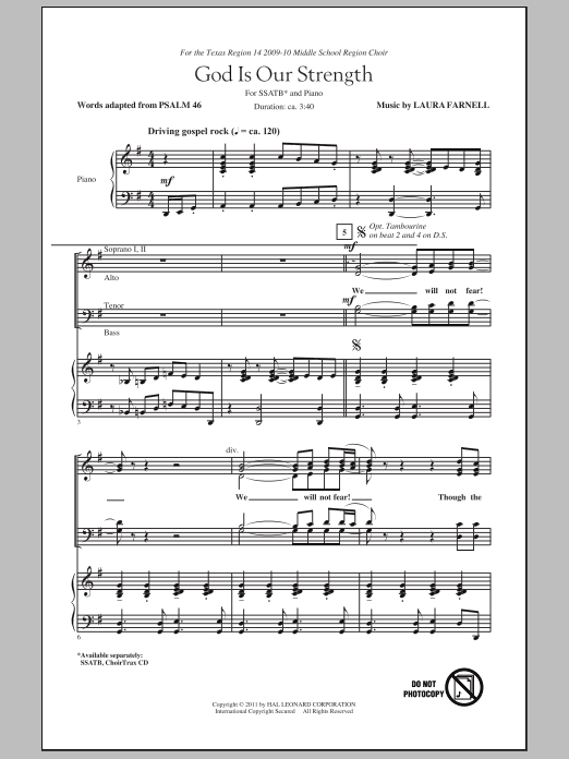 Laura Farnell God Is Our Strength Sheet Music Notes & Chords for SATB - Download or Print PDF