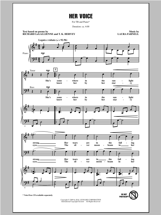 Laura Farnell Her Voice Sheet Music Notes & Chords for TB - Download or Print PDF