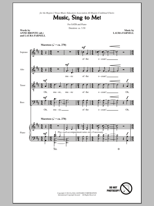 Laura Farnell Music, Sing To Me Sheet Music Notes & Chords for SATB - Download or Print PDF