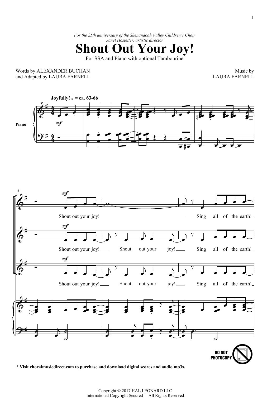 Laura Farnell Shout Out Your Joy! Sheet Music Notes & Chords for SSA - Download or Print PDF