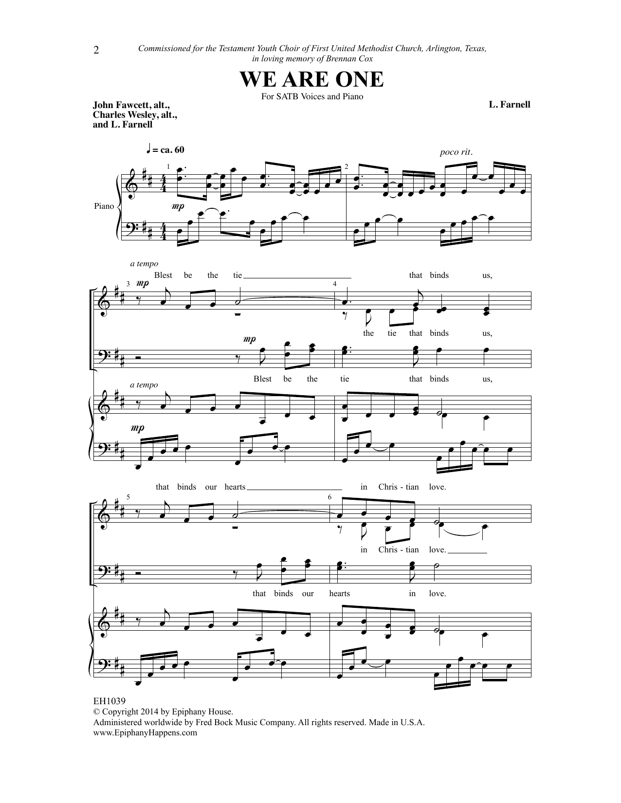 Laura Farnell We Are One Sheet Music Notes & Chords for Choral - Download or Print PDF