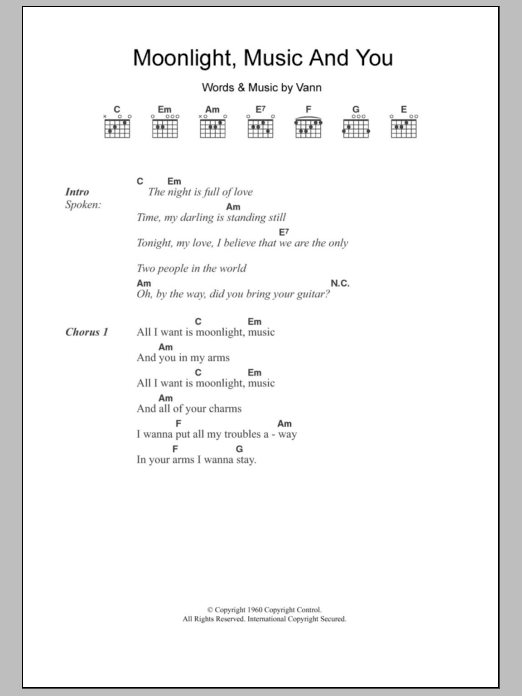 Laura Greene Moonlight, Music And You Sheet Music Notes & Chords for Lyrics & Chords - Download or Print PDF