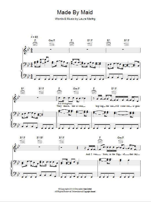 Laura Marling Made By Maid Sheet Music Notes & Chords for Piano, Vocal & Guitar - Download or Print PDF