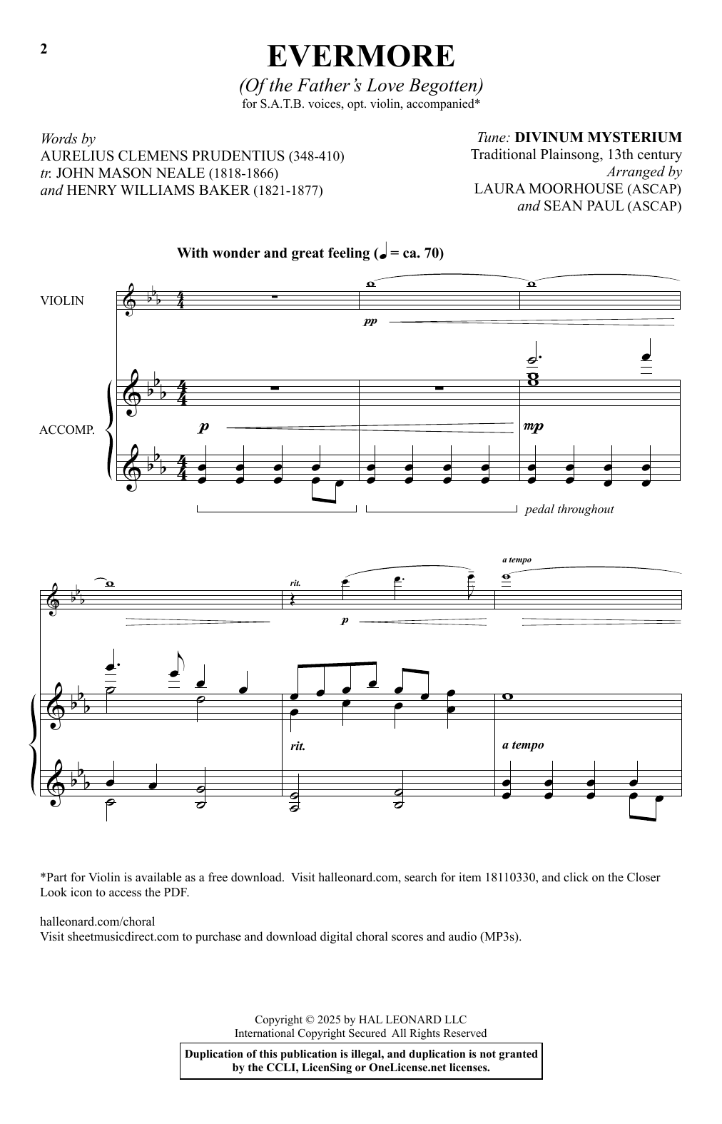Laura Moorhouse and Sean Paul Evermore (Of The Father's Love Begotten) Sheet Music Notes & Chords for SATB Choir - Download or Print PDF