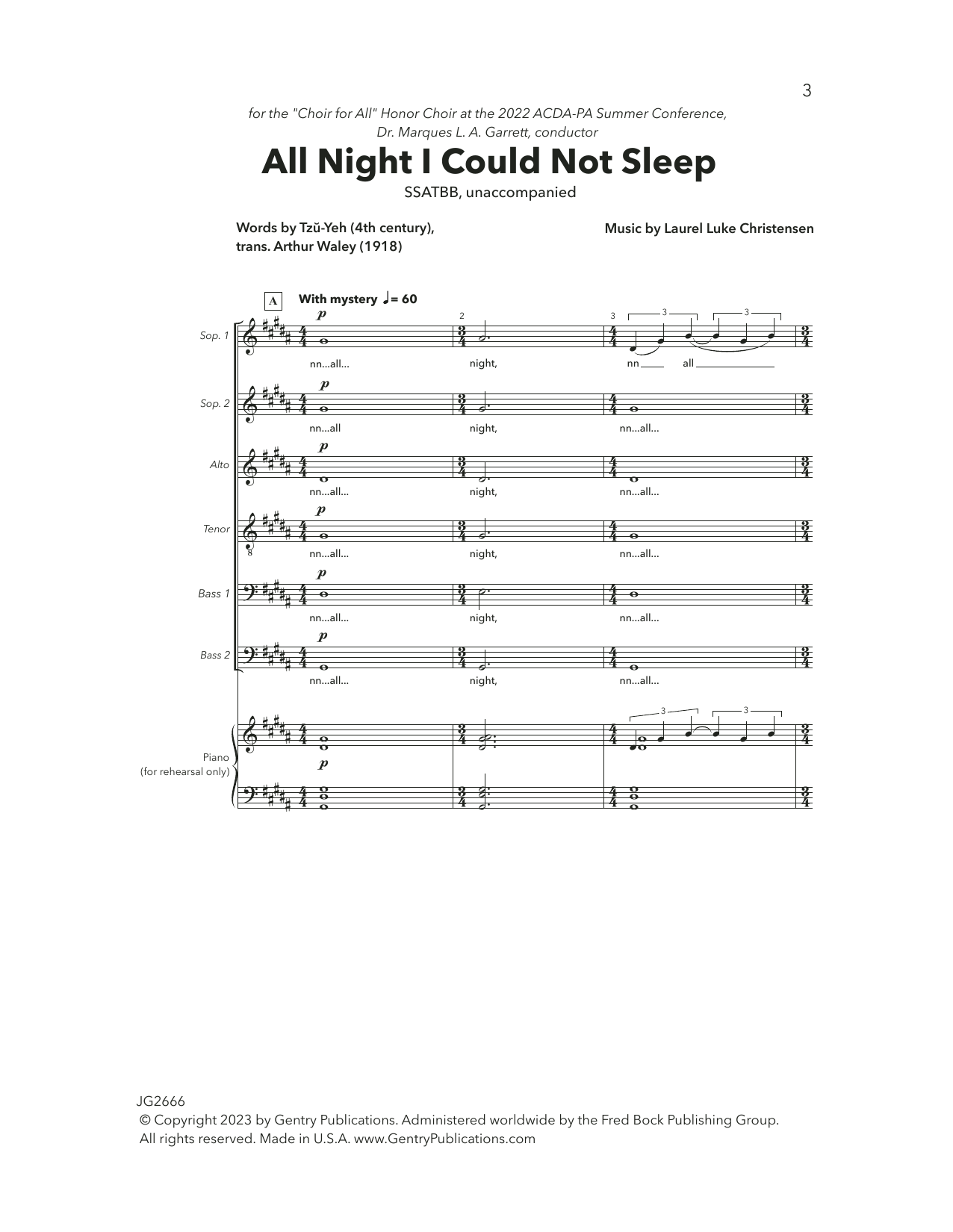 Laurel Luke Christensen All Night I Could Not Sleep Sheet Music Notes & Chords for SATB Choir - Download or Print PDF