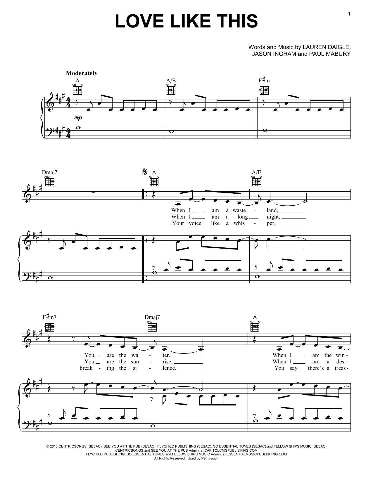 Lauren Daigle Love Like This Sheet Music Notes & Chords for Easy Piano - Download or Print PDF