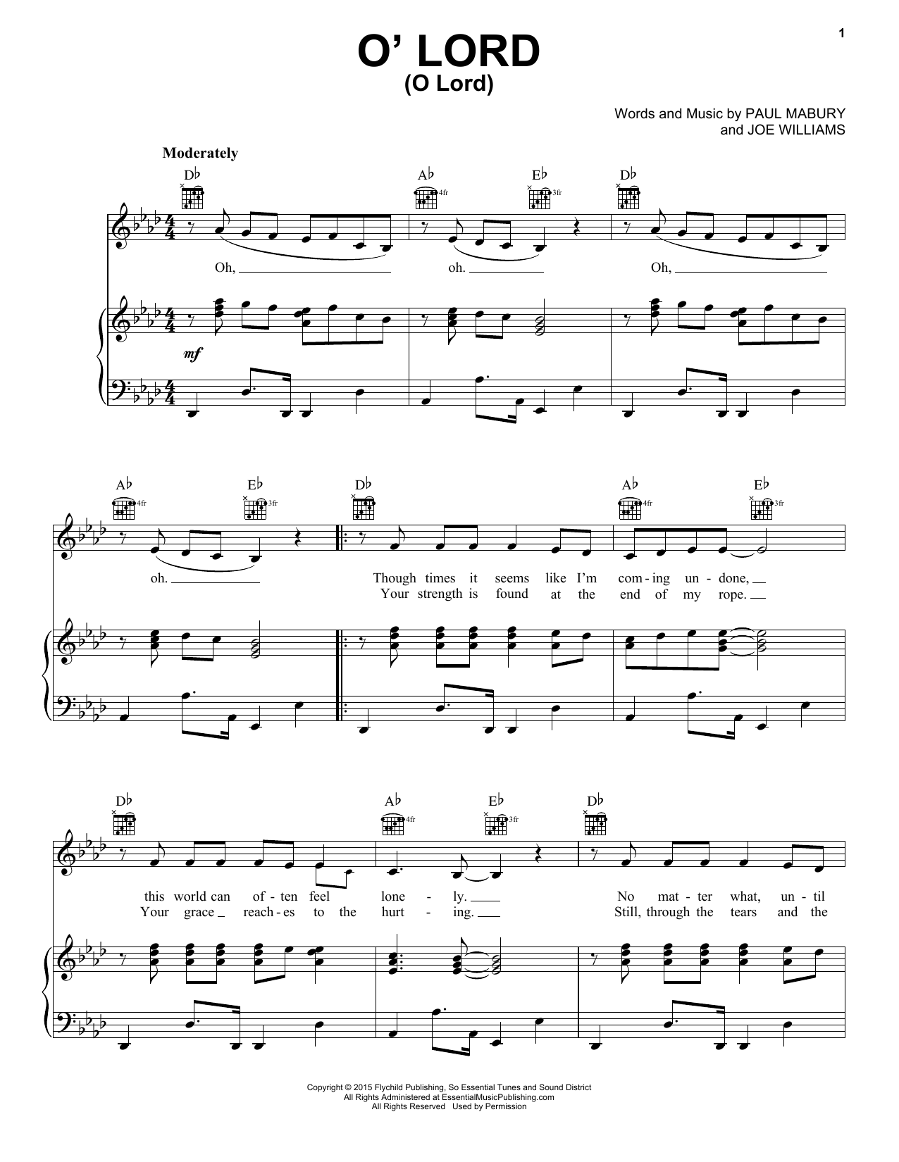Lauren Daigle O' Lord Sheet Music Notes & Chords for Piano, Vocal & Guitar (Right-Hand Melody) - Download or Print PDF