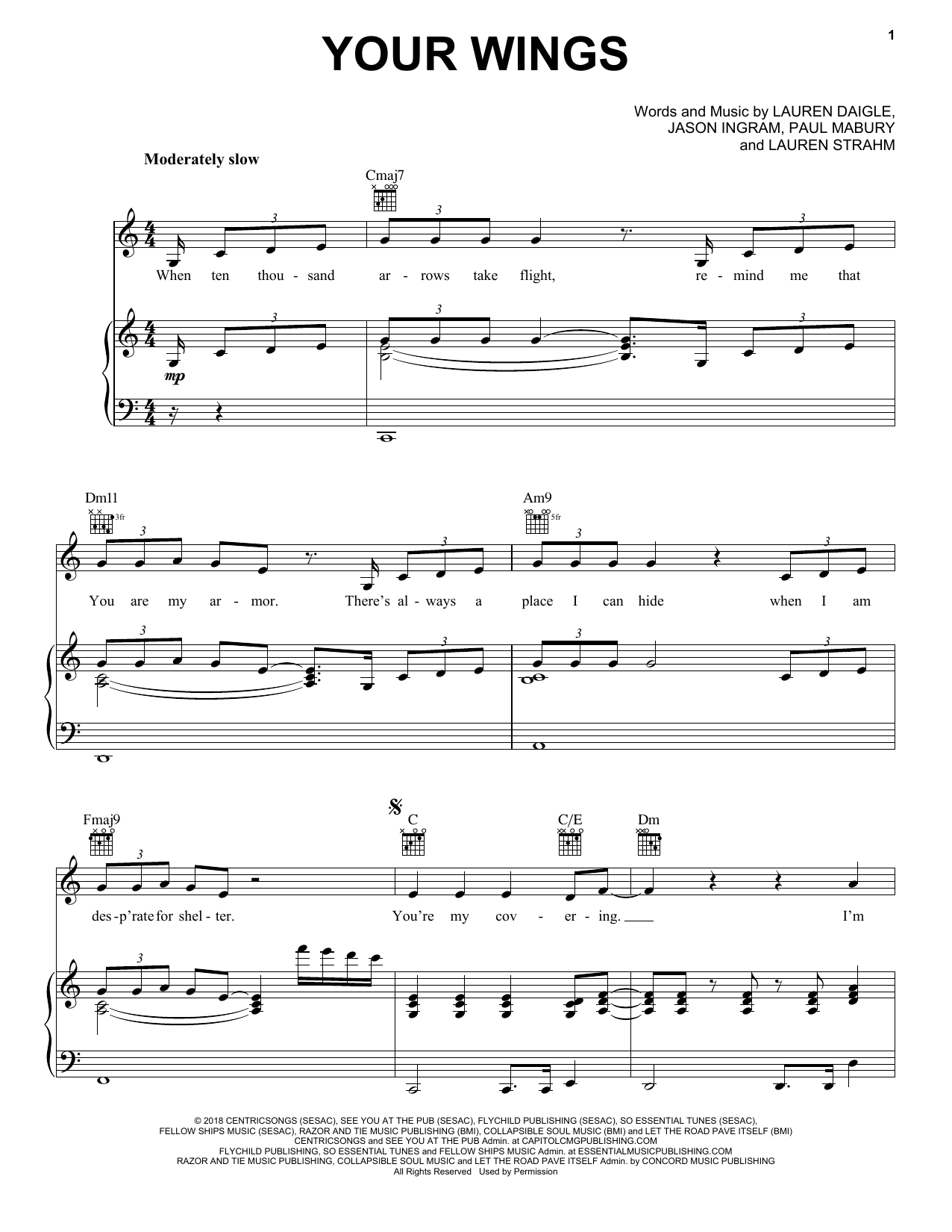 Lauren Daigle Your Wings Sheet Music Notes & Chords for Easy Piano - Download or Print PDF