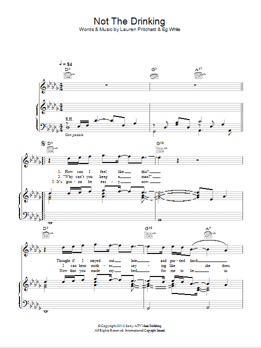 Lauren Pritchard Not The Drinking Sheet Music Notes & Chords for Piano, Vocal & Guitar (Right-Hand Melody) - Download or Print PDF