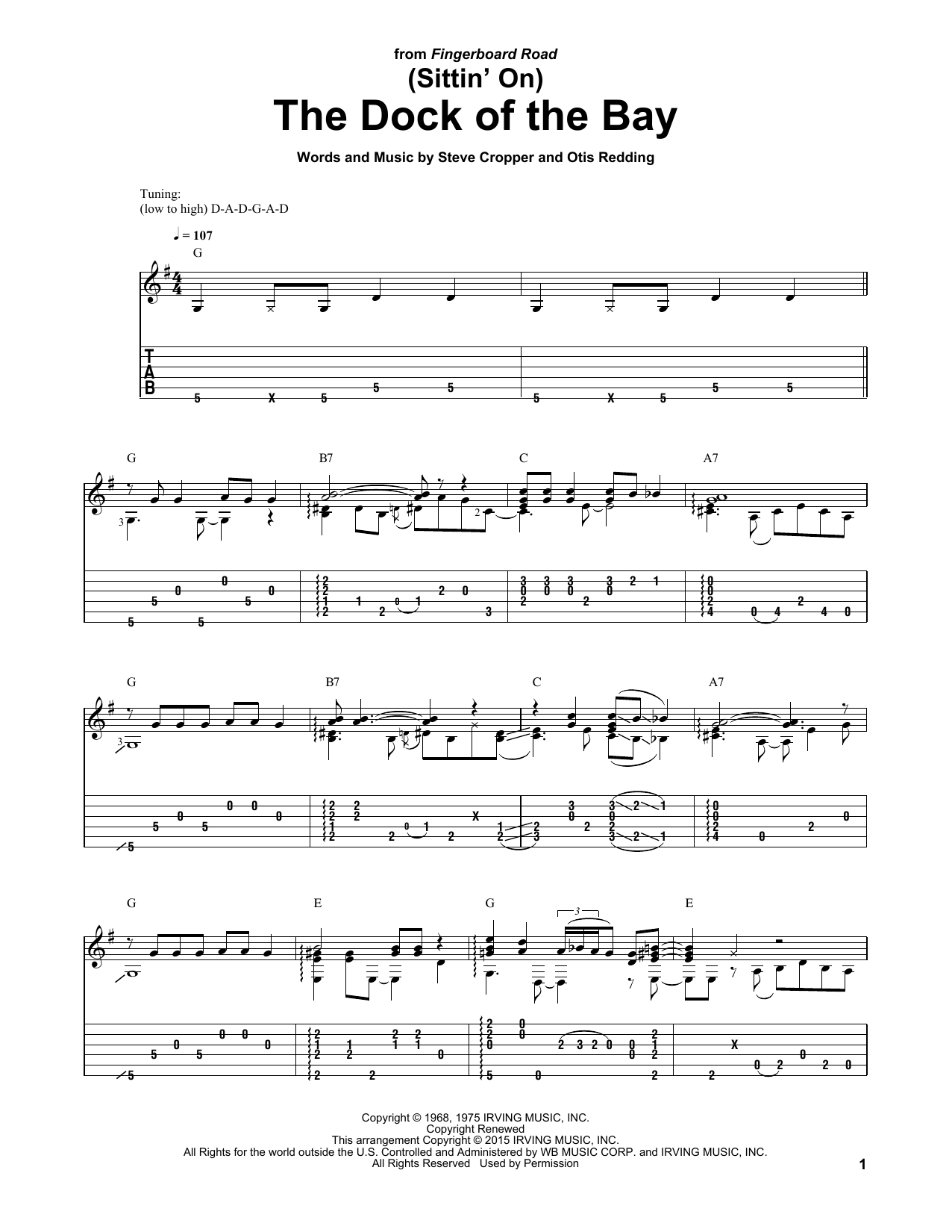Otis Redding (Sittin' On) The Dock Of The Bay Sheet Music Notes & Chords for Guitar Tab - Download or Print PDF