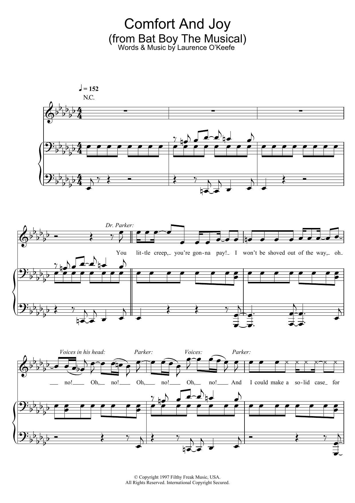 Laurence O'Keefe Comfort And Joy (from Bat Boy The Musical) Sheet Music Notes & Chords for Piano, Vocal & Guitar - Download or Print PDF